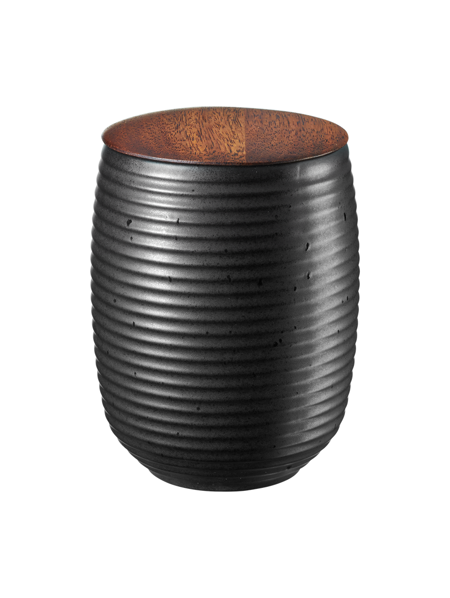 teedose, black mit holzdeckel