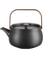 teapot with wooden handle, black