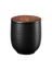 tea tin, black with wooden lid