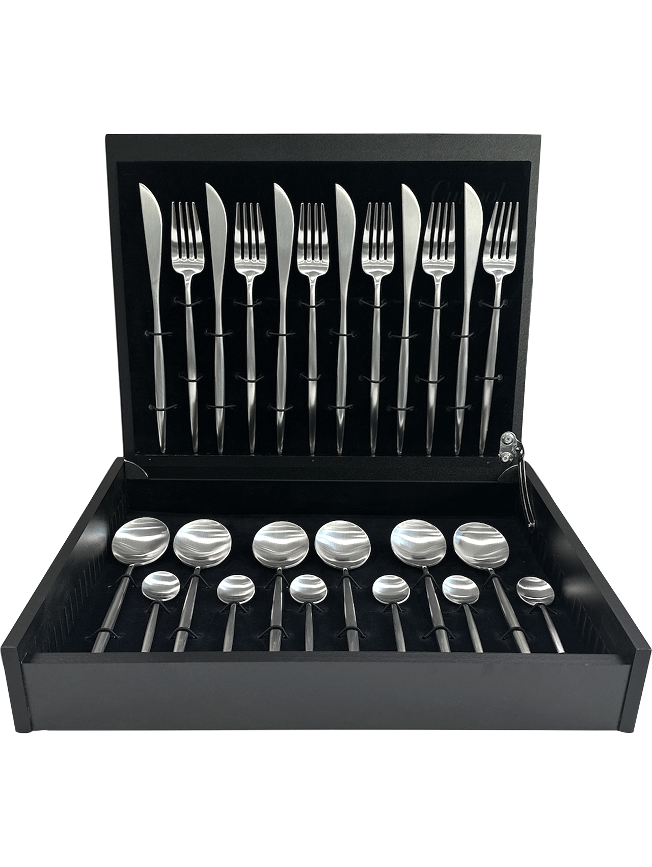 24-delig bestek set, silber matt