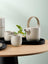 teapot with wooden handle, tofu